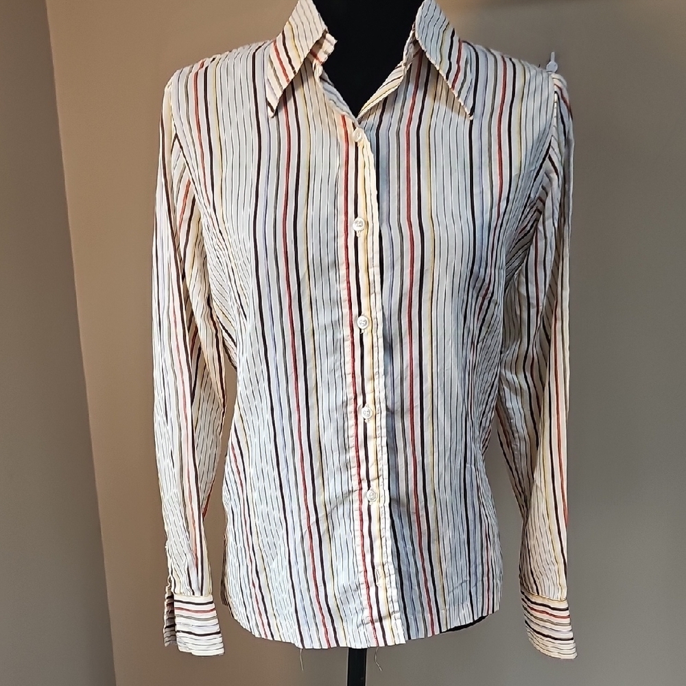 Vintage 60s/70s Montgomery Ward Multicolor Striped Button Down Shirt